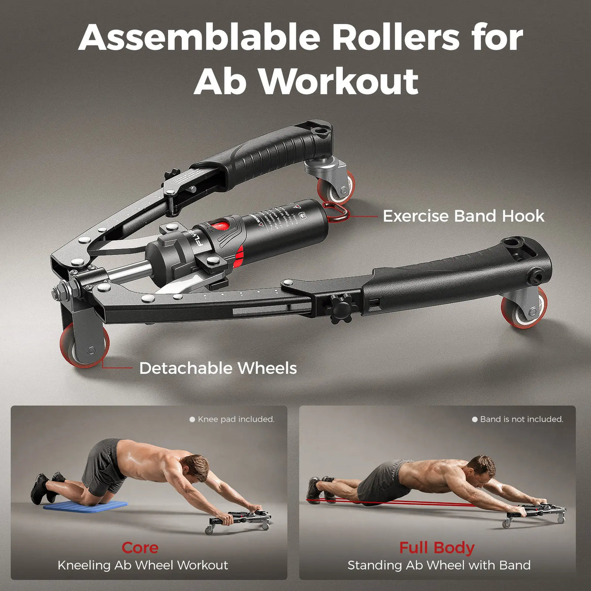 FLYBIRD Series CT1 Hydraulic Chest Trainer, Unisex Arm Strength Trainer & Twister Arm Exerciser - Adjustable 22-440Lbs Core/Tricep Gear with Ab Roller Wheel, Pad & Bag, at Home Gym Equipment, Tricep Workout Equipment