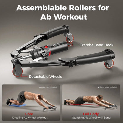 FLYBIRD Series CT1 Hydraulic Chest Trainer, Unisex Arm Strength Trainer & Twister Arm Exerciser - Adjustable 22-440Lbs Core/Tricep Gear with Ab Roller Wheel, Pad & Bag, at Home Gym Equipment, Tricep Workout Equipment