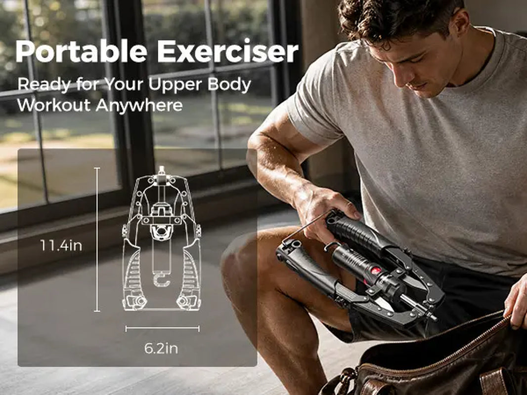 FLYBIRD Series CT1 Hydraulic Chest Trainer, Unisex Arm Strength Trainer & Twister Arm Exerciser - Adjustable 22-440Lbs Core/Tricep Gear with Ab Roller Wheel, Pad & Bag, at Home Gym Equipment, Tricep Workout Equipment