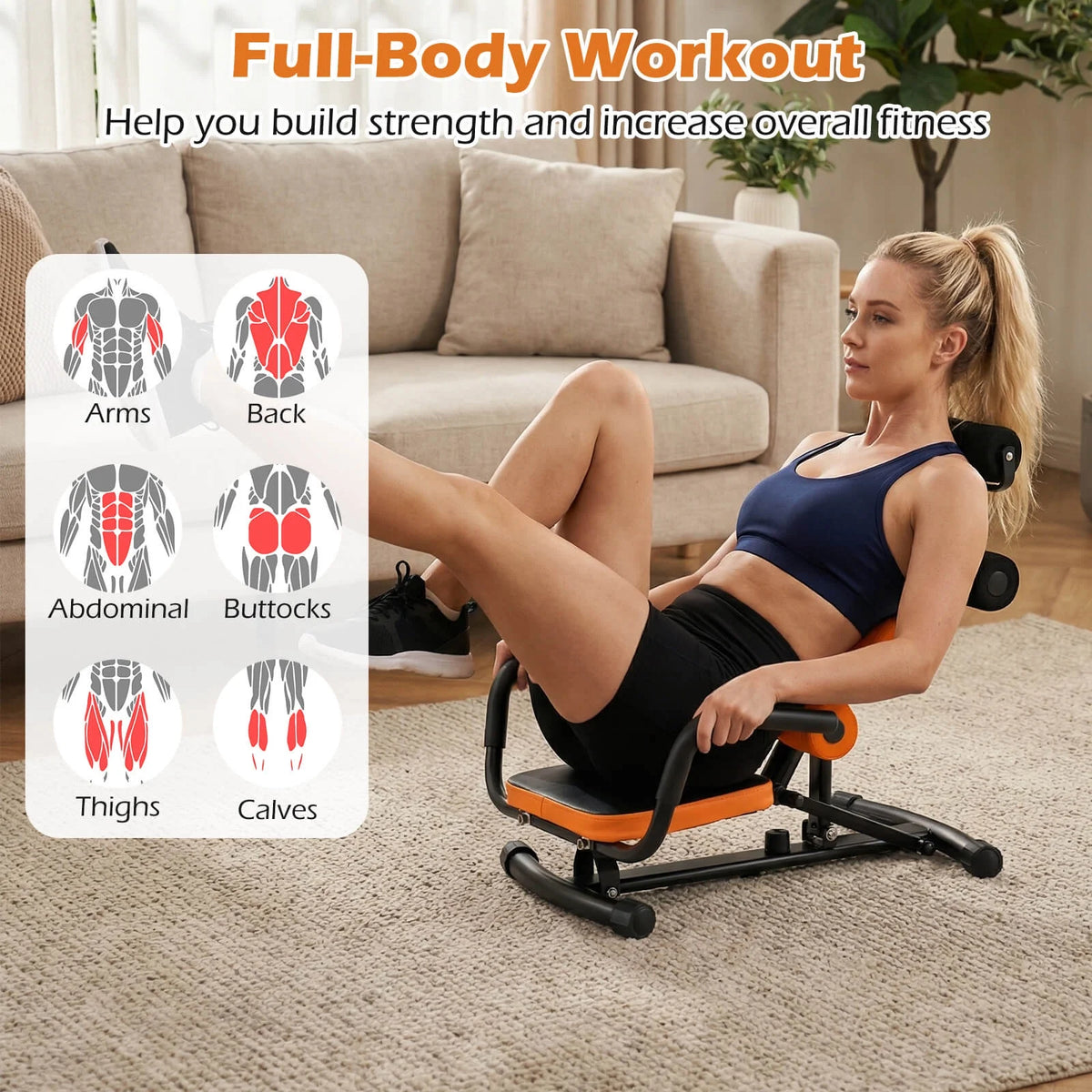 Core Ab Trainer Bench Abdominal Stomach Exerciser Workout Gym Fitness Machine